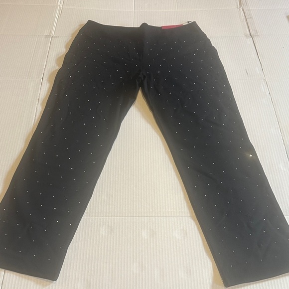 Pants - NWT Essentials Sioni euro stretch Black Pants with Rhinestone Accents in front